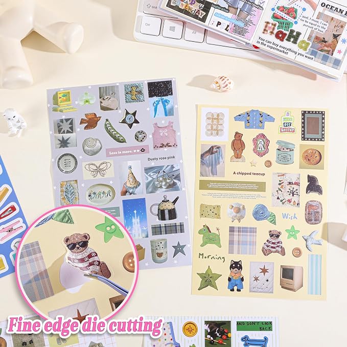 Girl's Korean Sticker Book, Food and Daily Life Theme - 1300+ Cute Dream Style Foodie Stickers, for DIY Scrapbooking Journaling Handbook Decoration Vintage