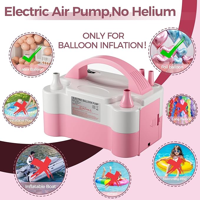 Balloon Pump - Electric Dual Nozzle Air Pump for Balloon, Portable Balloon Blower Save Time and Effort, Balloon Inflator for Parties and Decorations - 110V-120V, 600W