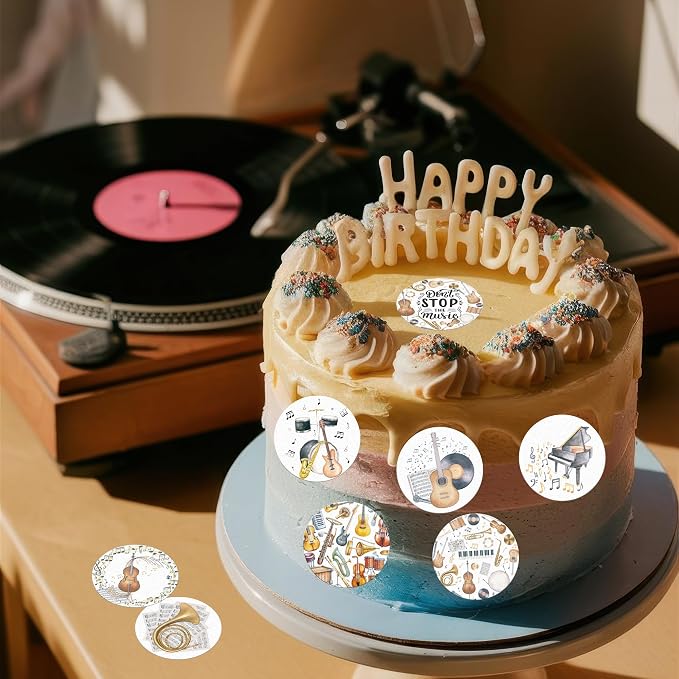 36PCS Edible Musical Instrument Cupcake Toppers Wafer Paper Music Symbol Cake Picks Music Concert Cake Topper Guita Piano Violin Cupcake Picks for Concert Theme Party Decor (Musical)