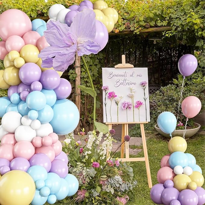 Pastel Rainbow Easter Balloon Garland Arch Kit, 144Pcs Macaron Easter Spring Balloons Arch Kit for Spring Birthday Baby Shower Wedding Party Decorations