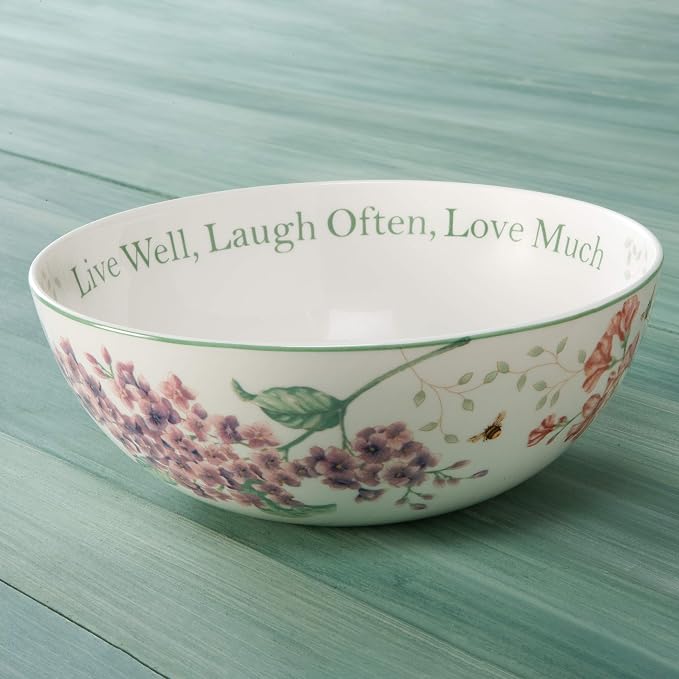 Lenox Butterfly Meadow "Live Well, Laugh Often, Love Much" Serving Bowl, White -