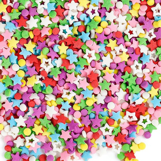Rainbow Star Sprinkles for Cake Decorating, 4.6Oz Colorful Starfetti and Confetti Ice Cream Sprinkles Mix for Donut Cookie Baking Brownies Cupcake Toppings