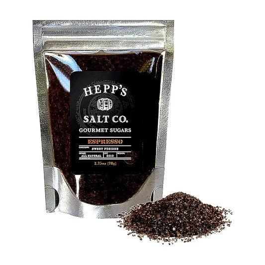 HEPP’S Salt Co. Espresso Sugar | Artisan Gourmet Coffee Sugar with Organic Cane Sugar & Real Italian Espresso | Small-Batch Baking Sugar & Cocktail Rim Finishing Sugar