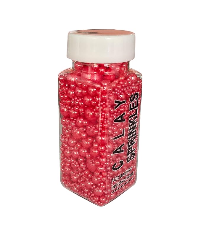 Sentovac Edible Red Pearl Sugar Sprinkles 4.23oz/ 120g Edible Candy Pearls for Decorating | Edible Cake Cupcake Sprinkles for Halloween Christmas | Cookie and Ice Cream Topper Decorations