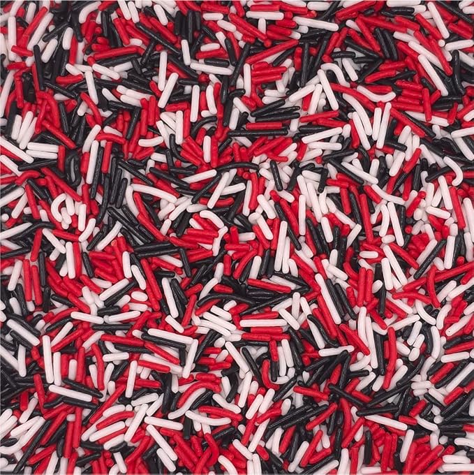 NCS Red, White & Black Jimmies Edible Sprinkles – Cupcake, Cake & Cookie Decorations, 7 oz
