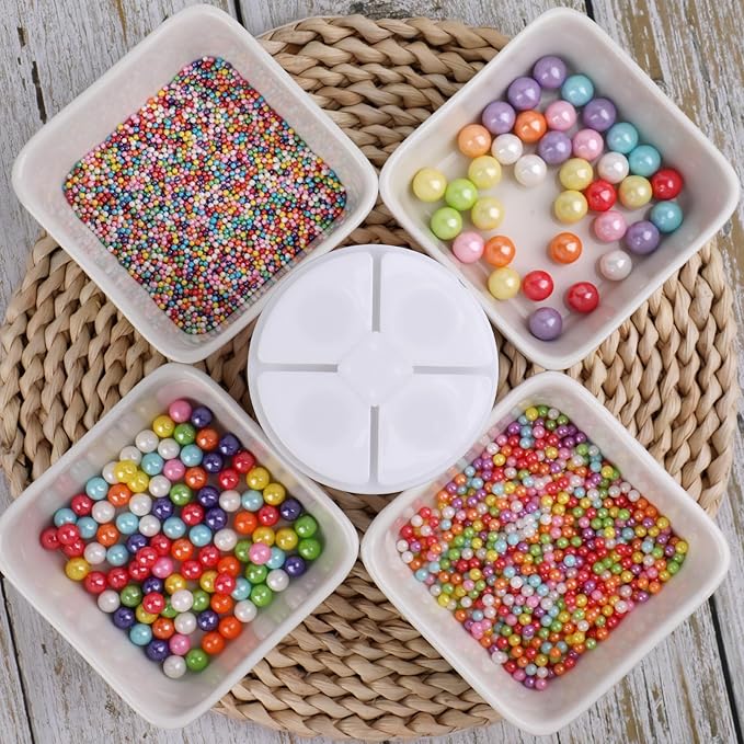 Dot Sprinkles for Cake Decorating, 7.8oz Rainbow Pearl Sprinkles 4 Sizes Mix for Cake Cupcake Cookie Baking Donuts Ice Cream Toppings