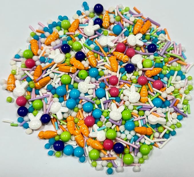 Sentovac Edible Easter Rabbit Bunny Carrot Sprinkles for Cake Decorating Edible Cake Cupcake Sprinkles Cookie and Ice Cream Topper Decorations 3.35oz