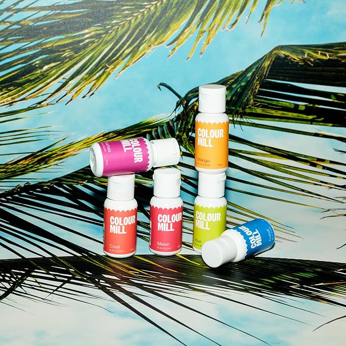 Colour Mill Oil Blend Food Coloring, Tropical Pack - 20 Milliliters Each of 6 Colors: Coral, Cobalt, Fuchsia, Kiwi, Mango and Melon