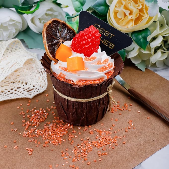 Orange Sanding Sugar - Sparkling Sugar Crystals for Baking Decorations (130g/4.6oz) - Edible on Cookies, Cupcakes, Cakes, Ice Cream | Wedding, Party, Valentines Sugar Sprinkles