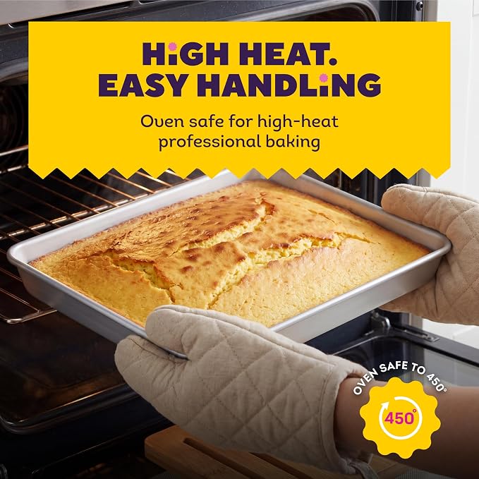 Wilton Aluminum 9x13 Inch Rectangular Sheet Pan, Made With Natural Anodized Aluminum, Made Without PFAS, Bakeware Optimal For Even Heating