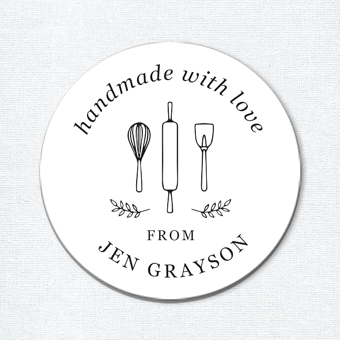 Handmade with Love Stickers, From the Kitchen of Labels for Handmade Items, Bakery Gift Stickers, Business Labels, Baked Good Favor Stickers