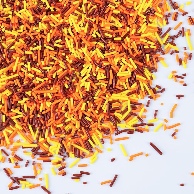 Autumn Jimmies Thanksgiving Sprinkles 7oz - Orange, Yellow, Brown Edible Fall Sugar Candy for Cookie, Cake, Ice Cream, Cupcake Decorating, Halloween Christmas Baking Supplies