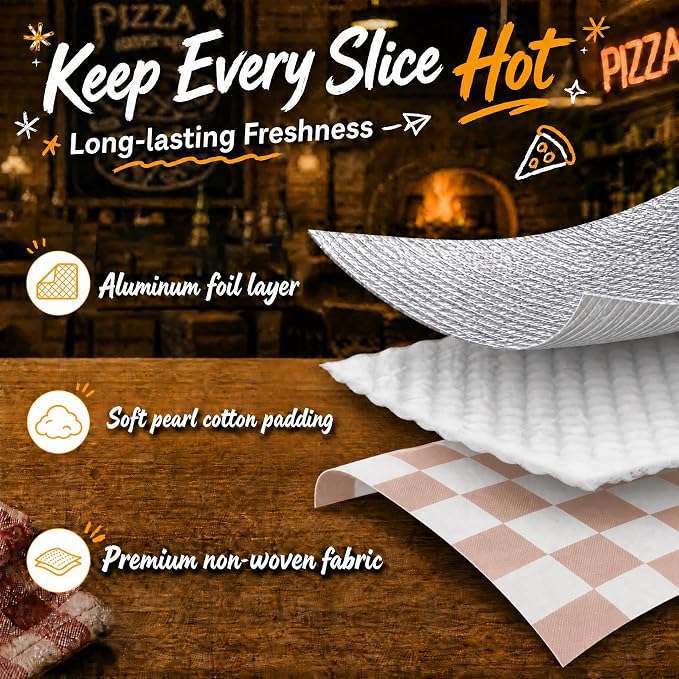 Beige Checkered Pizza Bags for delivery, Checkerboard Insulated Pizza Delivery Bag, Pizza Warmer Bag Pizza Carrier for Food Delivery Bag 20’’x20’’x6’’