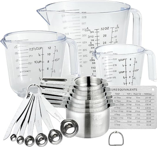 20PCS Measuring Cups and Spoons Set, Mituer Stainless Steel Nesting Kitchen Cooking Baking Measuring Set for Dry and Liquid Ingredients