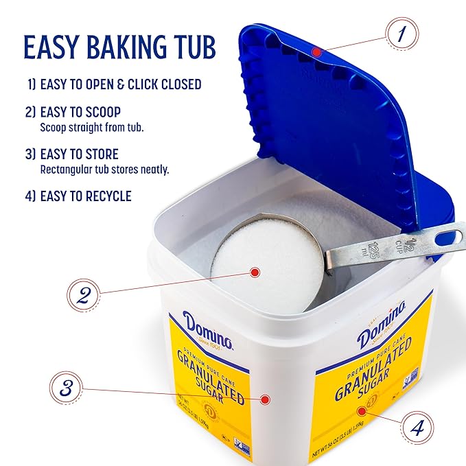 Domino® Granulated Sugar 3.5 lb Easy Baking Tub, Premium Pure Cane Sugar (Pack of 2)