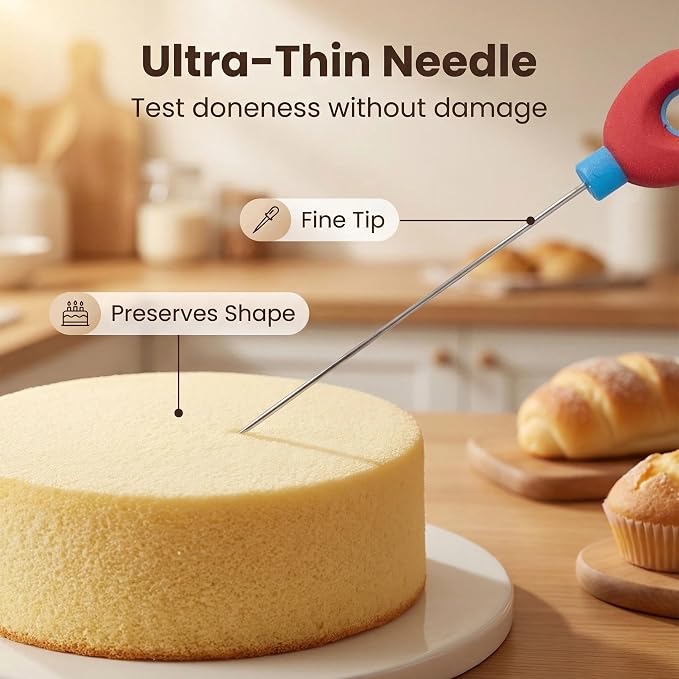 Cake Tester Set, 3-Pack Stainless Steel Baking Testers with Storage Case & Baking Guide, Reusable Cake Doneness Tester Tool for Cakes, Bread, Cupcakes & Brownies