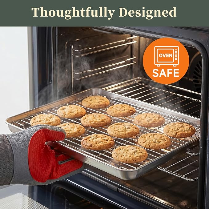 Baking Sheet with Rack Set (3 Pans + 3 Racks), 9/12/16 Inch Stainless Steel Cookie Sheet Baking Pan Tray with Cooling Rack, Jelly Roll Pan with Wire Rack, Warp Resistant & Heavy Duty & Rust Proof