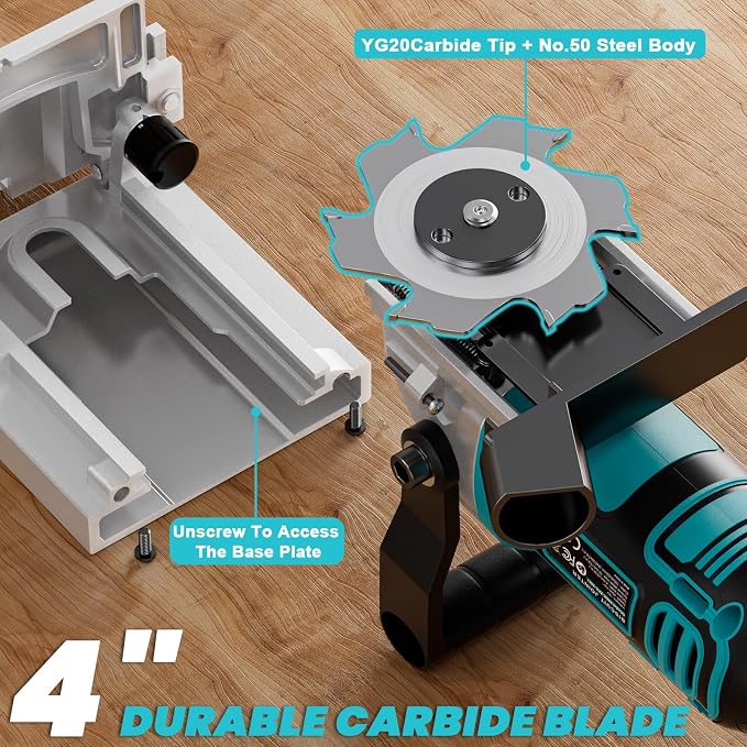 Ecarke Cordless Biscuit Joiner Tool Compatible with Makita 18V Battery, Precision Plate Joiner for Woodworking, Cabinetry & Furniture Making, 0-90° Cutting, 6 Depth Settings, 80 wafers, Tool Only