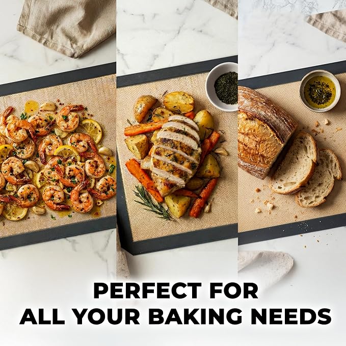 Zulay Kitchen Silicone Baking Mat - Reusable Nonstick Silicone Sheet for Oven, 15" x 11.6", Dark Gray
