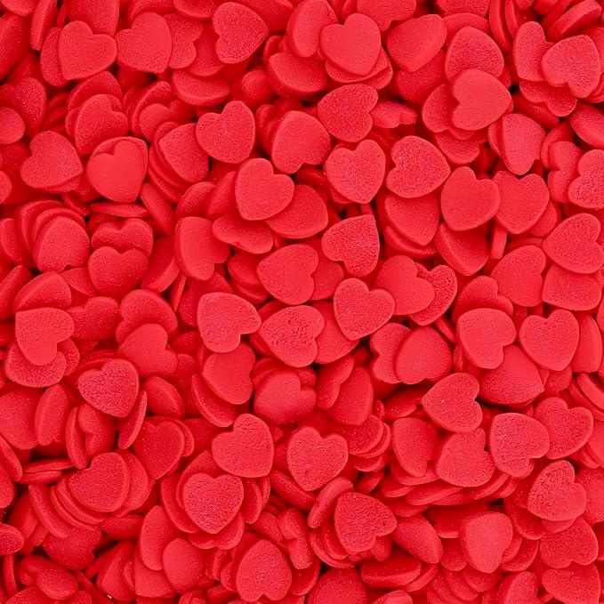 Red Heart Confetti Sprinkles Edible Heart Cake Decorating Cake Decorations Cupcake Toppers Cookie Decorating Perfect for Cakes, Cupcakes, Desserts Toppings 3OZ