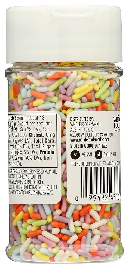 365 by Whole Foods Market, Rainbow Sprinkles, 2.75 Ounce, vegan (Pack of 2)