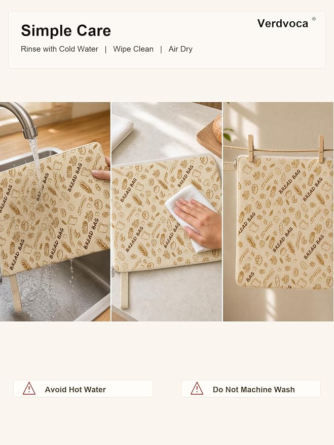 Beeswax Bread Bags for Sourdough, 2 Pack XL Reusable Organic Cotton Bread Storage Bags with Zipper, Natural Bees Wax Bread Bag for Homemade Bread, Freezer Friendly Food Storage, Keep Fresh