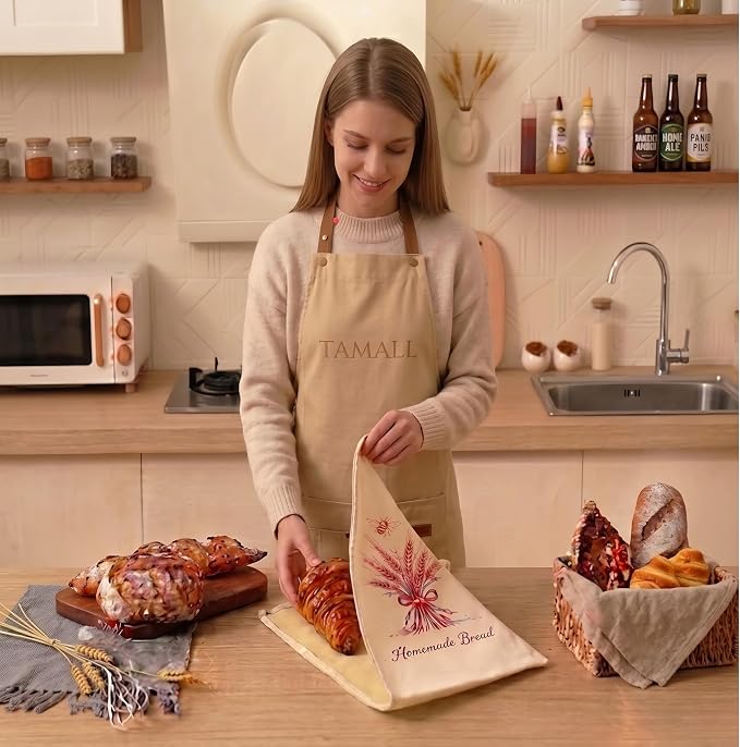 2 Pack XL Beeswax Bread Bags with Wide Zipper – Reusable Organic Linen Cotton for Sourdough, Keeps Fresh Longer
