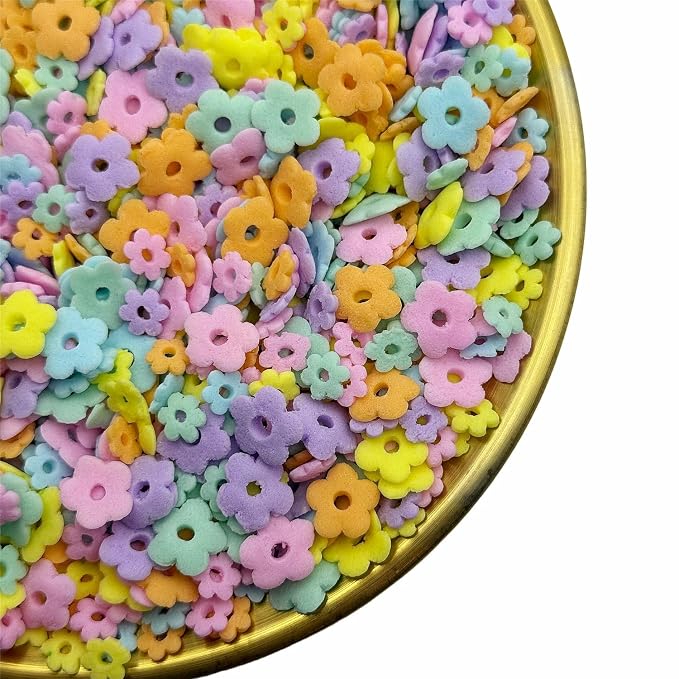 CandiJumpin Pastel Flower Sprinkles for Cake Decorating, Mini Edible Flowers Rainbow Flower Decorations Edible Flowers Cake Confetti Baby Shower Party Birthday Wedding Christmas Supplies 3 OZ