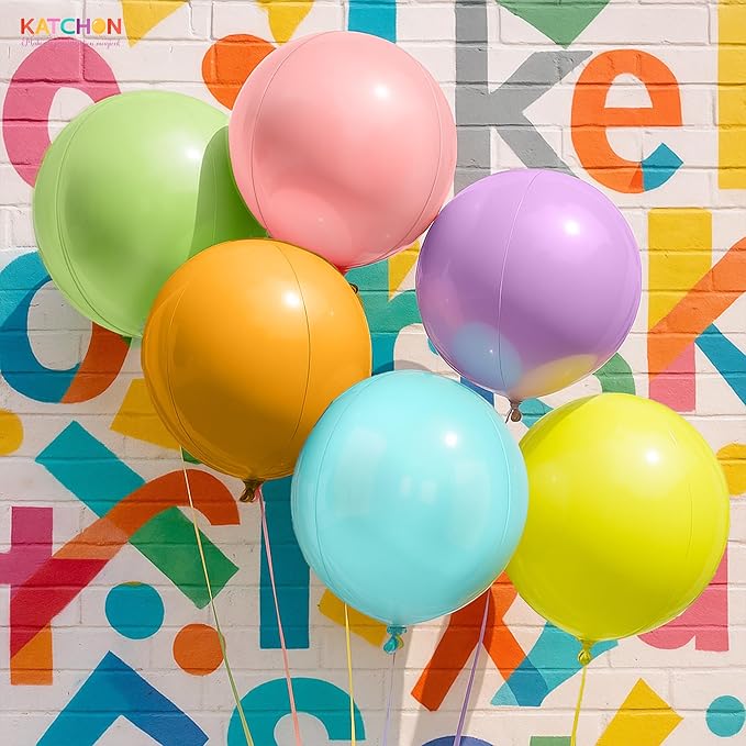 KatchOn, Pastel Color Balloons – 22 Inch, Pack of 6 | Multicolor Giant 4D Round Balloons for Birthday, Baby Shower, Gender Reveal, Wedding | Rainbow Party Decorations | Pastel Party Decorations