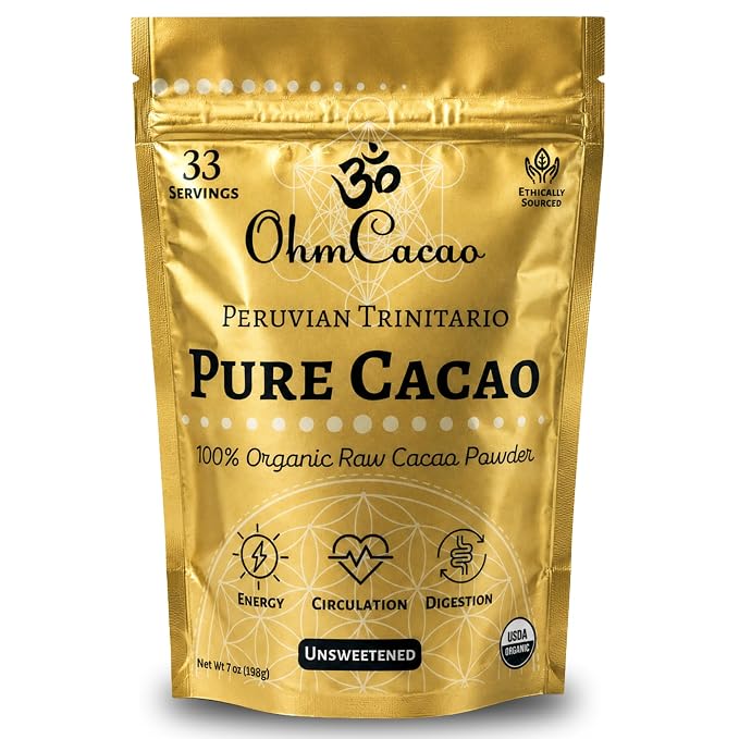 Pure Raw Organic Cacao Powder | Premium Ceremonial Grade Cacao | Natural Source of Flavanols, Magnesium, Iron & Theobromine | Sugar-Free Hot Cocoa Chocolate Drink & Baking Mix | Unsweetened - (33 Servings)