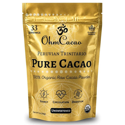 Pure Raw Organic Cacao Powder | Premium Ceremonial Grade Cacao | Natural Source of Flavanols, Magnesium, Iron & Theobromine | Sugar-Free Hot Cocoa Chocolate Drink & Baking Mix | Unsweetened - (33 Servings)