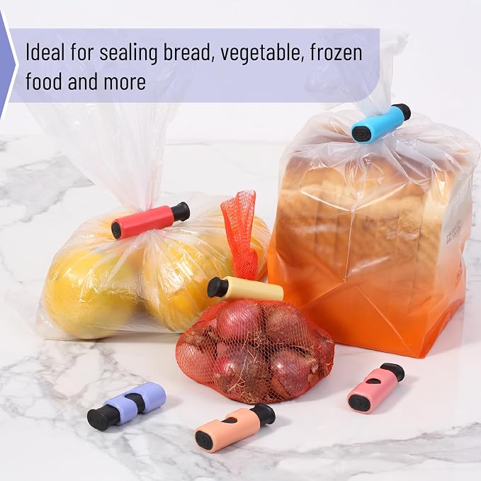 Mr. Pen- Squeeze and Lock Bread Bag Clips, 2.4 Inch, 8 Pack | Multicolor Squeeze Lock Clips, Reusable Bag Closures for Bread, Snacks, Coffee, Food Storage, Fits Thick and Thin Bags
