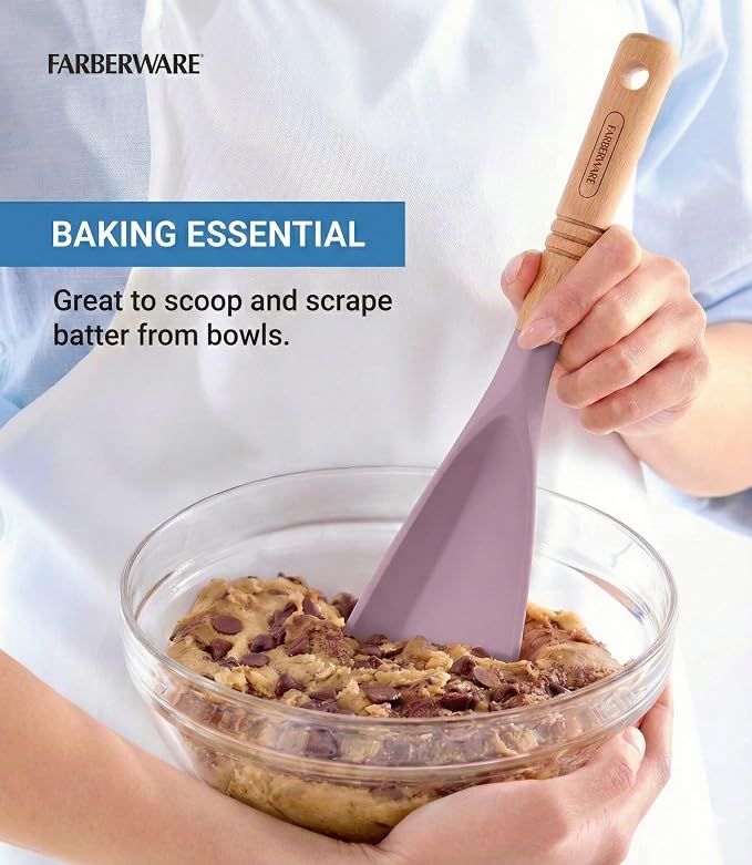 Farberware Pro Spoonula with Beechwood Handle and Built-In Hang Hole, Blush - Kitchen Scraping and Stirring Tool for Pots, Bowls, and Pans