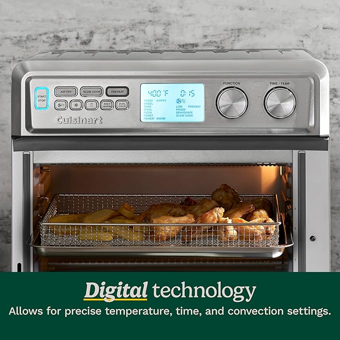 Cuisinart Air Fryer Toaster Oven with Extra-Large Capacity, 1800W Stainless Steel Oven with Digital Display, Bake, Broil, Roast & Air Fry Options, Adjustable Temperature, TOA-95NAS