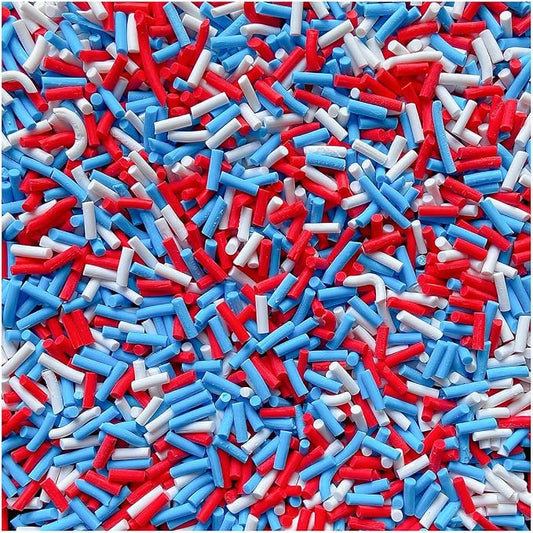 EHOPE 100G Fake Sprinkles Polymer Sprinkles Faux Sprinkles Resin Sprinkles Clay Sprinkles For Resin Fake Candy Sprinkles for Nail Art DIY Crafts Cake Phone Case (100G Long USA Flag)
