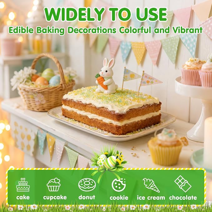 Edible Green Sanding Sugar Sprinkles,Edible Gold Light Green and Sky Blue Sprinkle Mix,150g/5.3oz,Edible Sugar Crystals for Cake Decorating,Sprinkle Mix for Baking Decorations,Cookies,Ice Cream,Fondant Cake,Caramel Apples,Cupcakes,Desserts,Soccer Sport...