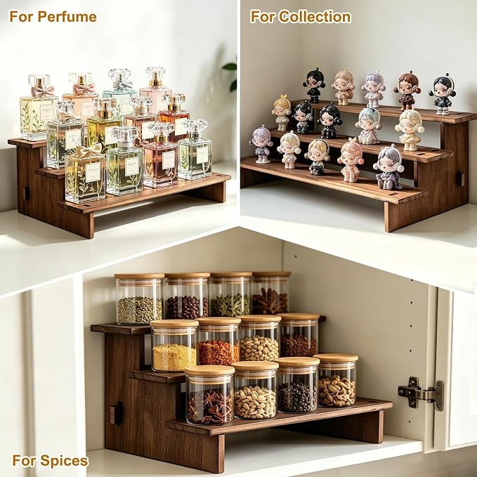 3 Tier Cupcake Stand Wood - 30s Quick Assembly, Easy Carry&Store | Wooden Cupcake Display Stand, Rustic Wooden Riser, Tiered Serving Tray for Vendors, Cup Cake, Dessert, Spice Rack, Candles