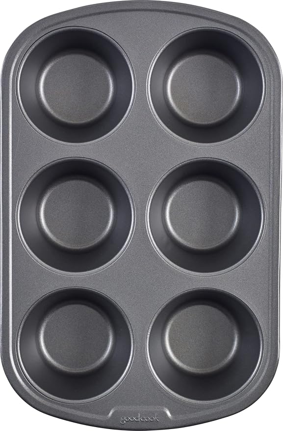 GoodCook Everyday Nonstick Steel Jumbo Texas Muffin Pan,6-cup,Gray,(Pack of 12)
