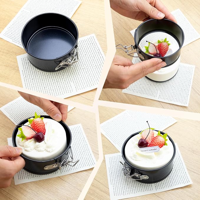 8 Pcs 4 Inch Springform Pan Mini Springform Small Leakproof Round Cake Cheesecake with Removable Bottom Nonstick Baking Cake Mold for Cheesecake Pizza