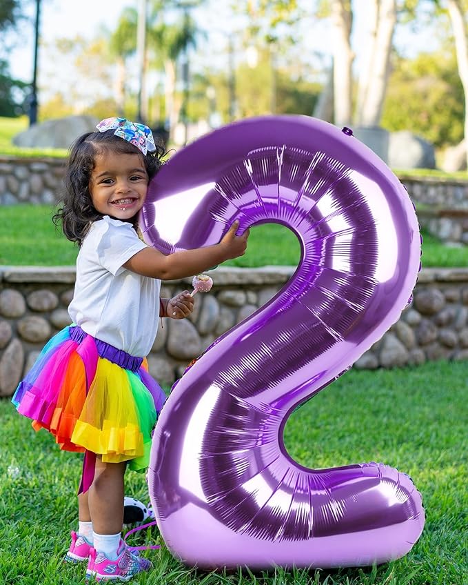 2 Numbers Balloon 40 Inch Purple Two Balloon Number Birthday Decor, 2nd 12 21st Party Celebration Decorations Graduations Wedding Baby Shower