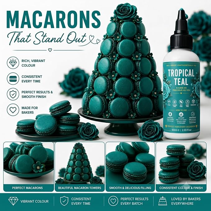 Confect Tropical Teal Gel Food Coloring – Highly Pigmented Gel Based Food Color for Buttercream, Cakes, Cookies & Baking – 60mL / 2 FL OZ