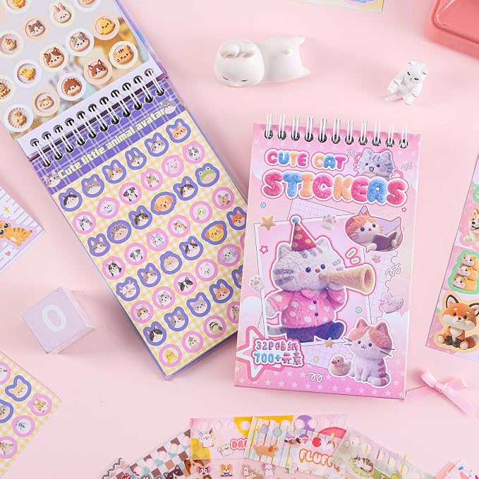 Girl's Cute Sticker Book, Cartoon Pet Theme - 700+ Cute Animal Style Foodie Stickers, for DIY Scrapbooking Journaling Handbook Decoration
