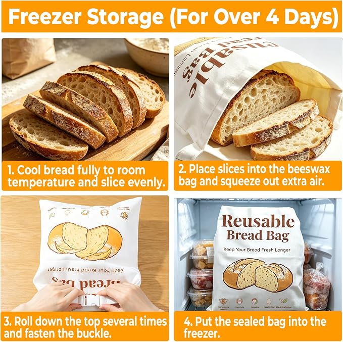 Beeswax Bread Bags for Sourdough & Homemade Bread, 2-Pack 17x13 Inches XL Reusable Bread Storage Bag, Keeps Loaves Fresh Longer, Freezer Safe, Gift for Bakers & Bread Lovers - Sustainable, Zero Waste