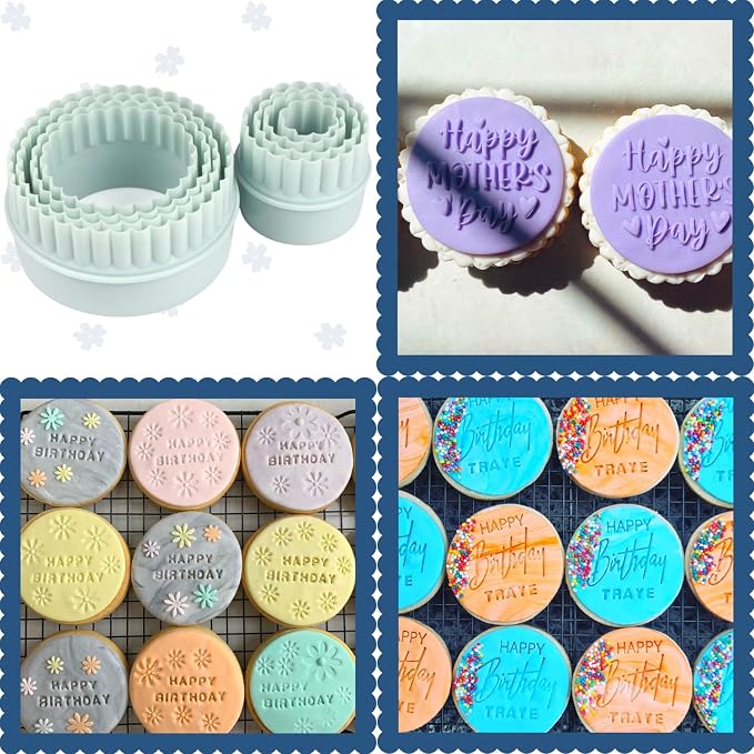 8 Pcs Round Cookie Cutter Set for Biscuits and Fondant | Two-sided plastic cutters with smooth edges for cookies, biscuits, pastries and cake decorating
