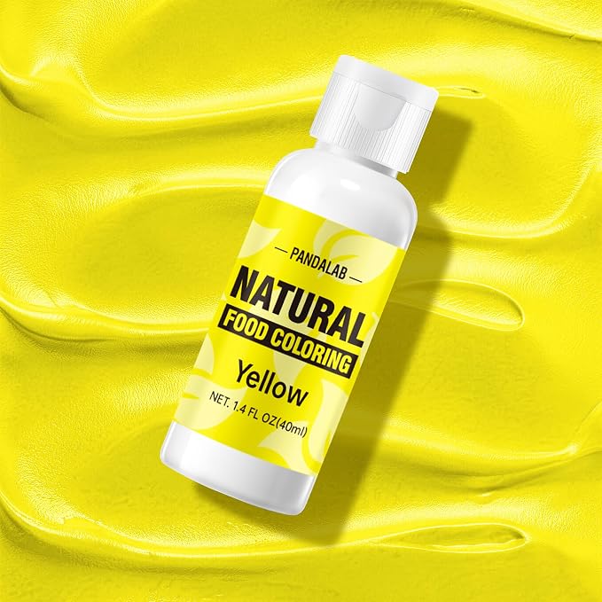 Yellow Natural Food Coloring - Pandalab 40mL Plant-Based Concentrated Food Dye, No Artificial Dye, Vegan Edible Color for Baking, Cake Decorating, Icing, Frosting, Cookies, Candy, 1.4 Fl Oz