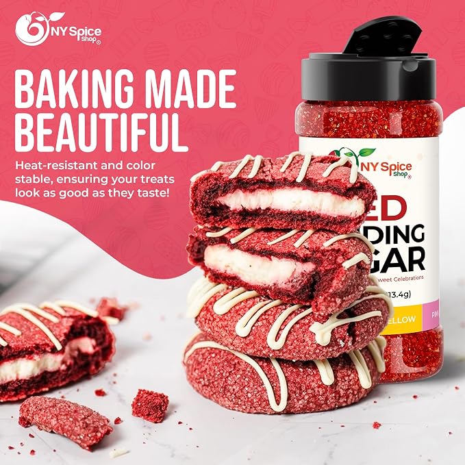 NY Spice Shop Red Sprinkles Sanding Sugar - 4 Ounce Mix Red Sprinkles for Holiday Dessert Decoration - Baking Decoration For Cupcakes Cookies Cakes & Dessert Toppings