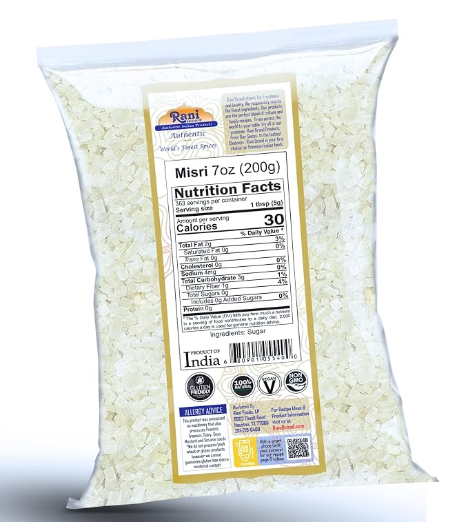Rani Misri (Indian Sugar Crystals) 7oz (200g) ~ All Natural | Gluten Friendly | No Colors | Vegan | Kosher | Indian Origin