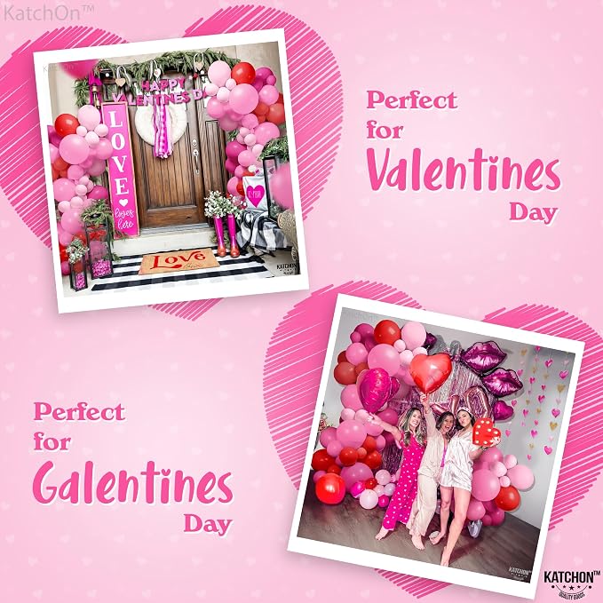 KatchOn, Pink and Red Balloon Arch Kit - Huge 18 Inch, Pack of 186 | Red and Pink Balloons for Galentines Decorations, Birthday, Bachelorette, Anniversary Decorations | Valentines Day Decorations