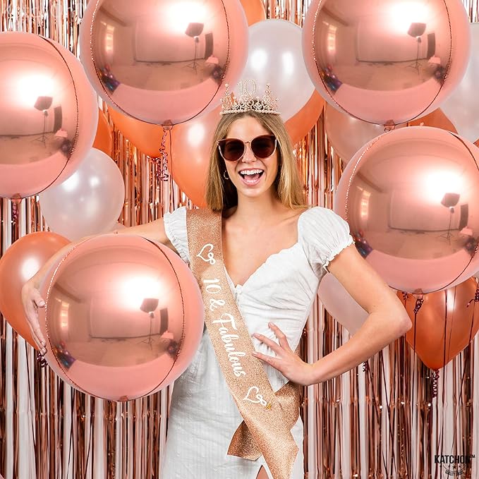 KatchOn, Rose Gold Balloons - 22 Inch, Pack of 6 | Rose Gold Foil Balloons for Bridal Shower Decorations | Mylar Balloon for Bachelorette, Anniversary, Birthday Party, 2026 Graduation Decorations