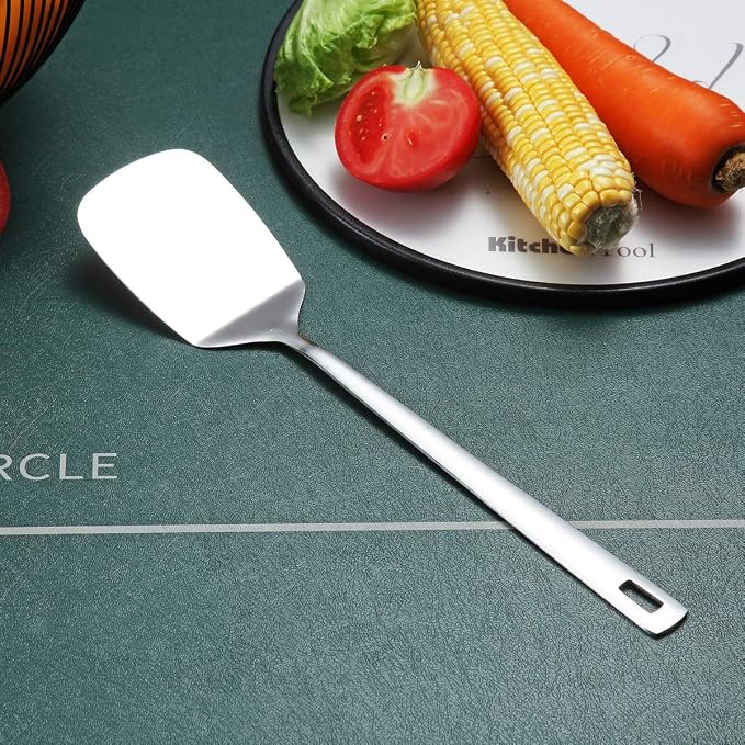 Stainless Steel Spatulas, Berglander Solid Turner,Barbecue Metal Spatulas Turner For Cooking, Kitchen Spatula For Nonstick Cookware, Dishwasher Safe, Easy to Clean